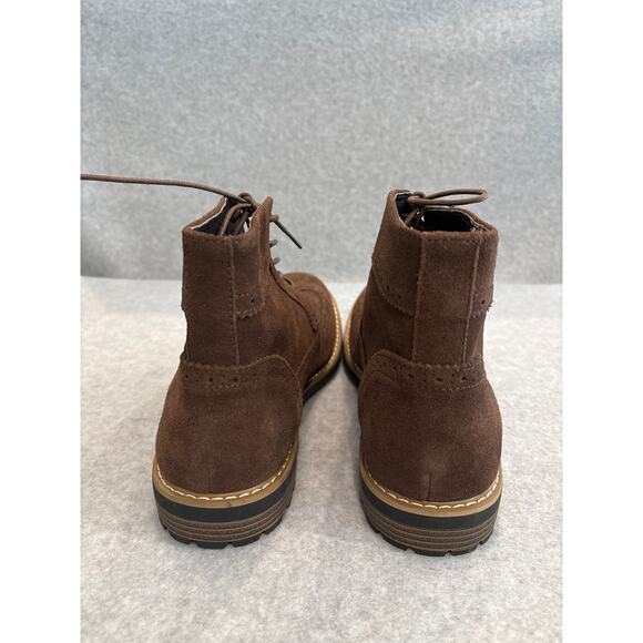 Joseph Abboud Lewis Mens Size 12 Brown Leather Suede Wingtip Lace Up Ankle Boots - Picture 4 of 10